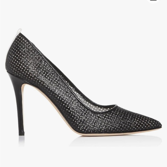 SJP by Sarah Jessica Parker Fishnet Fawn Pumps Shimmer Mesh Pointy Toe Heel 39.5 - Picture 2 of 14